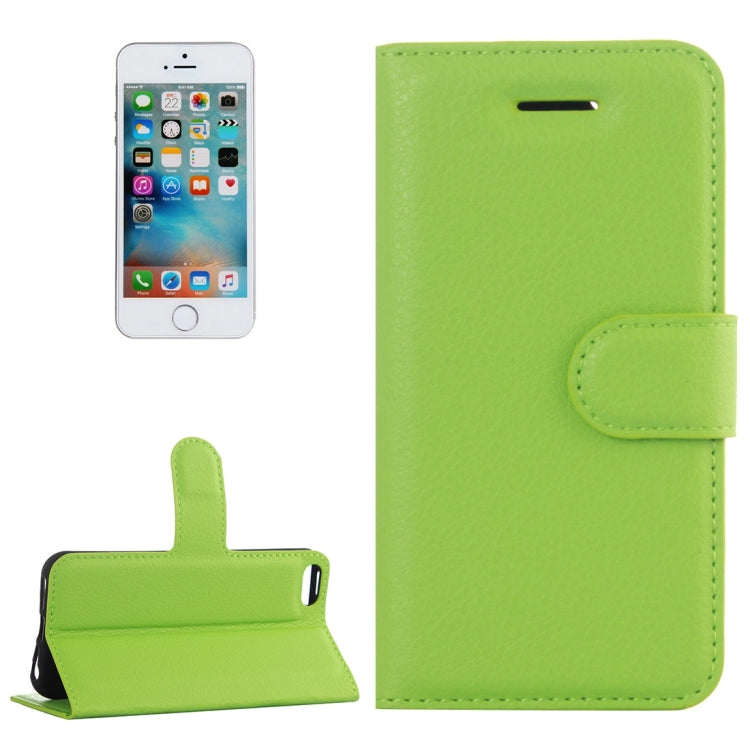 For iPhone 5 & 5s & SE Litchi Texture Horizontal Flip Leather Case with Holder & Card Slots & Wallet