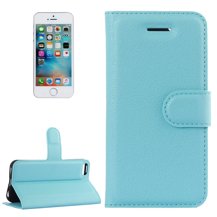For iPhone 5 & 5s & SE Litchi Texture Horizontal Flip Leather Case with Holder & Card Slots & Wallet