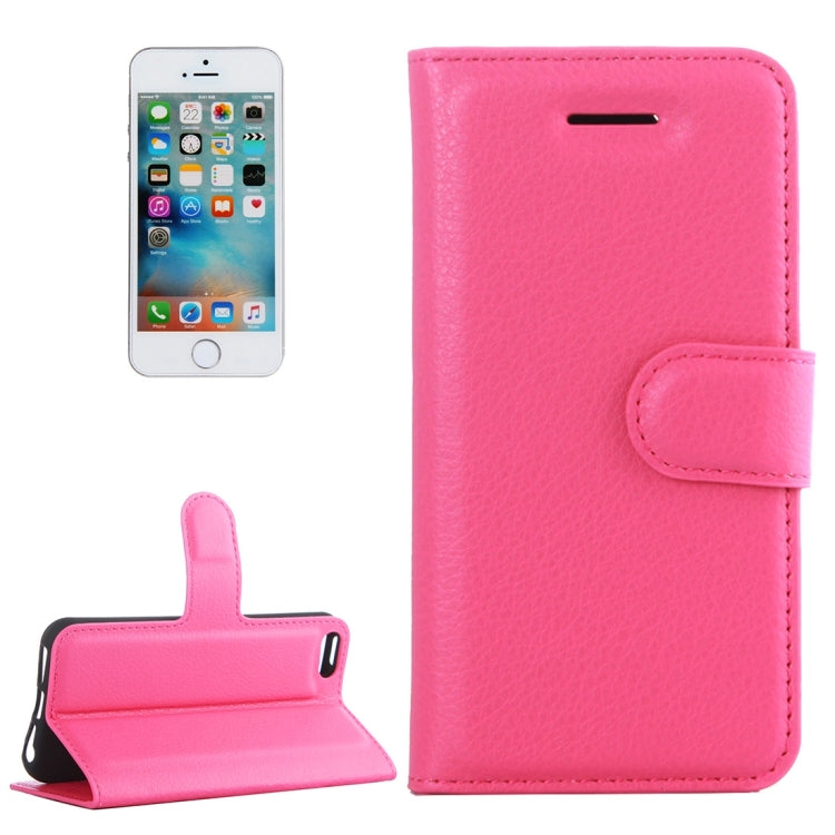 For iPhone 5 & 5s & SE Litchi Texture Horizontal Flip Leather Case with Holder & Card Slots & Wallet
