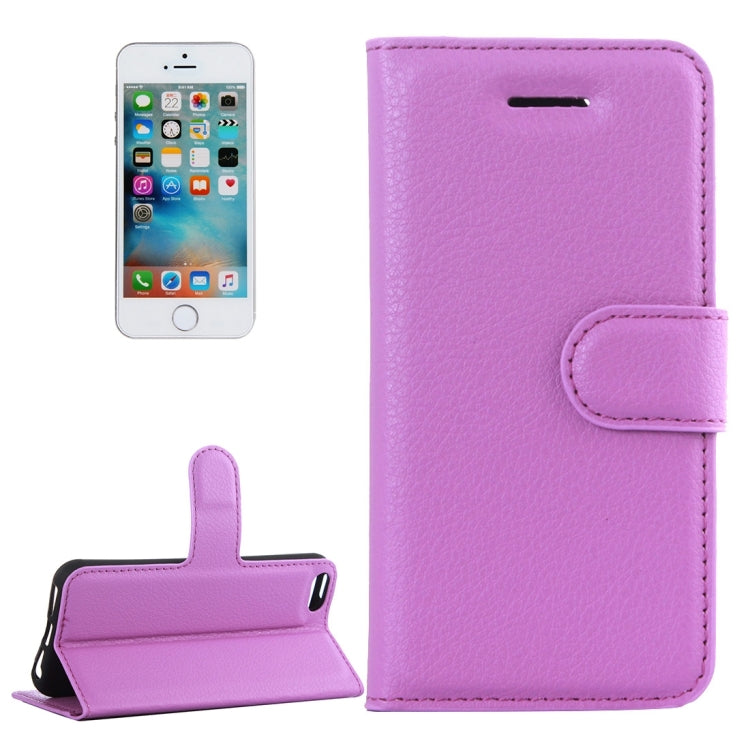 For iPhone 5 & 5s & SE Litchi Texture Horizontal Flip Leather Case with Holder & Card Slots & Wallet