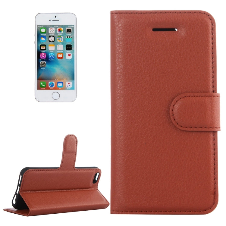 For iPhone 5 & 5s & SE Litchi Texture Horizontal Flip Leather Case with Holder & Card Slots & Wallet