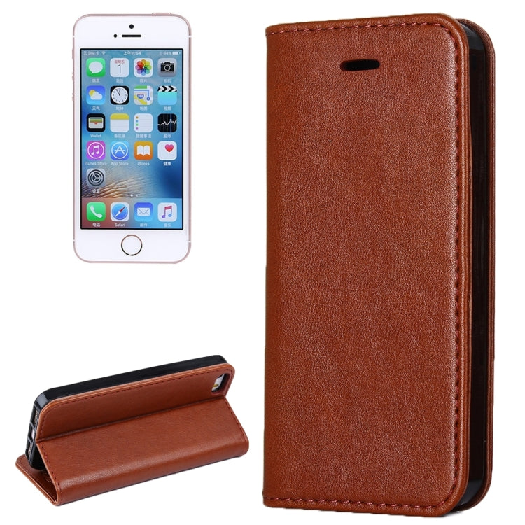 For iPhone SE & 5s & 5 Lambskin Texture Horizontal Flip Magnetic Leather Case with Holder and Card Slot