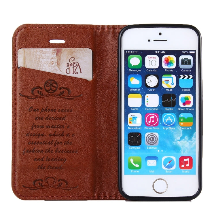 For iPhone SE & 5s & 5 Lambskin Texture Horizontal Flip Magnetic Leather Case with Holder and Card Slot