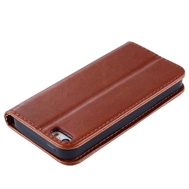 For iPhone SE & 5s & 5 Lambskin Texture Horizontal Flip Magnetic Leather Case with Holder and Card Slot