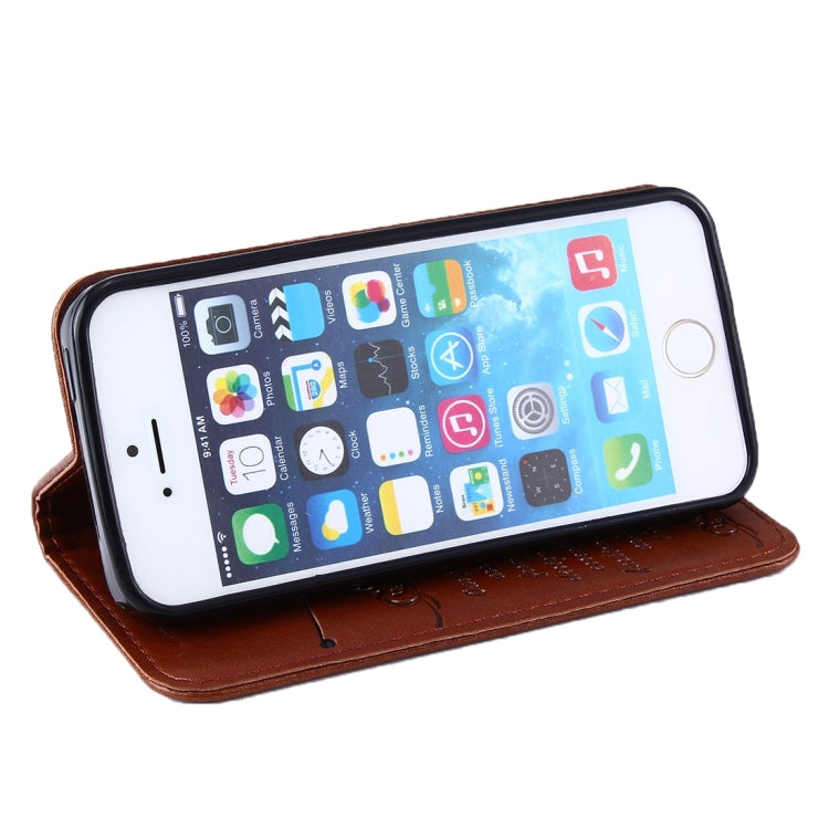 For iPhone SE & 5s & 5 Lambskin Texture Horizontal Flip Magnetic Leather Case with Holder and Card Slot