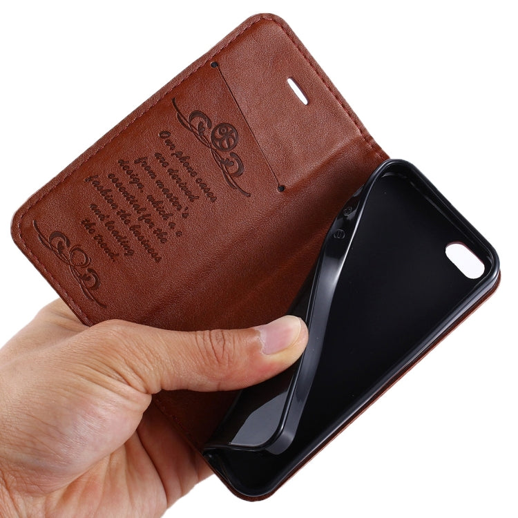For iPhone SE & 5s & 5 Lambskin Texture Horizontal Flip Magnetic Leather Case with Holder and Card Slot
