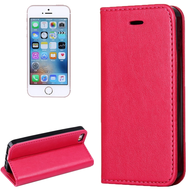For iPhone SE & 5s & 5 Lambskin Texture Horizontal Flip Magnetic Leather Case with Holder and Card Slot