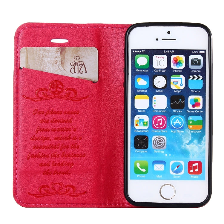 For iPhone SE & 5s & 5 Lambskin Texture Horizontal Flip Magnetic Leather Case with Holder and Card Slot