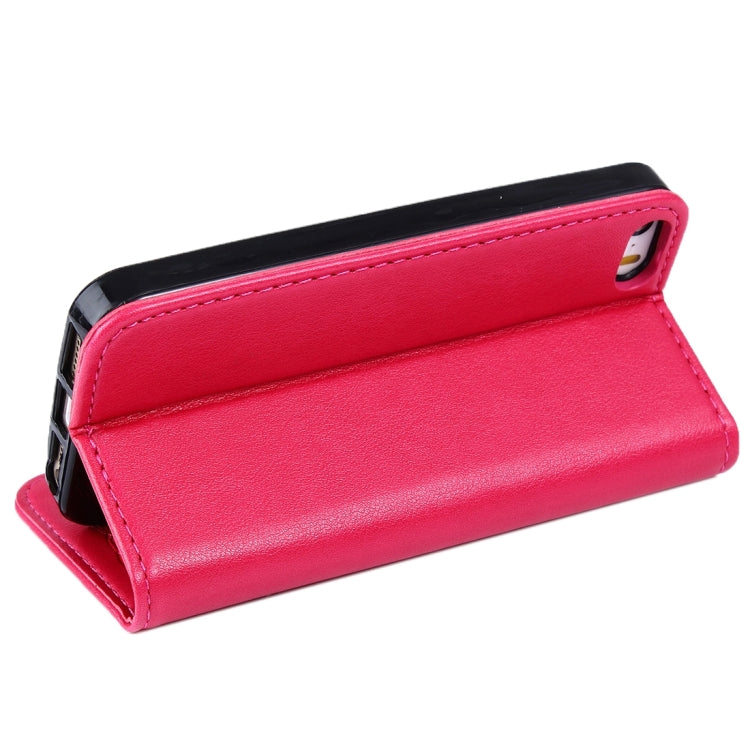 For iPhone SE & 5s & 5 Lambskin Texture Horizontal Flip Magnetic Leather Case with Holder and Card Slot
