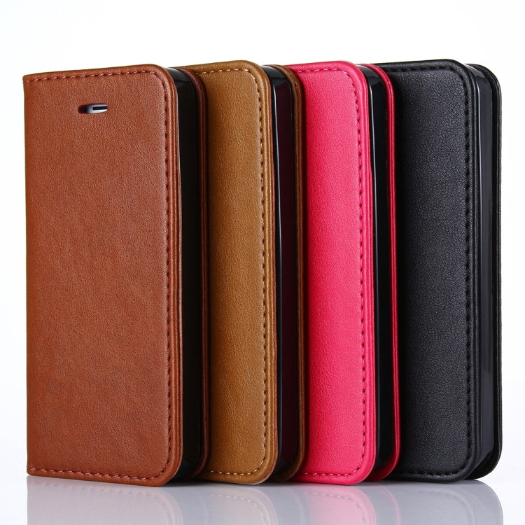 For iPhone SE & 5s & 5 Lambskin Texture Horizontal Flip Magnetic Leather Case with Holder and Card Slot