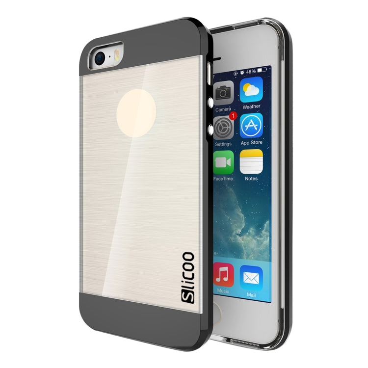 SLiCOO Concise Fashion Separable Brushed Texture Transparent TPU + Electroplating PC Combination Case for iPhone 5 & 5s & SE