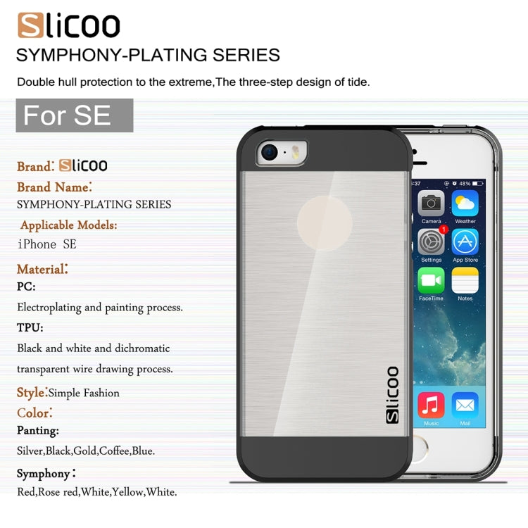 SLiCOO Concise Fashion Separable Brushed Texture Transparent TPU + Electroplating PC Combination Case for iPhone 5 & 5s & SE