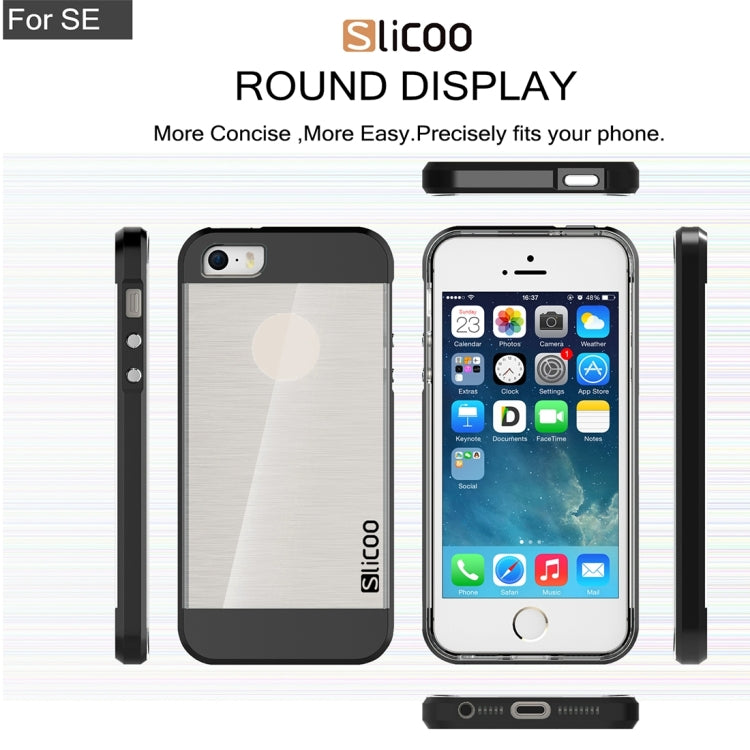 SLiCOO Concise Fashion Separable Brushed Texture Transparent TPU + Electroplating PC Combination Case for iPhone 5 & 5s & SE