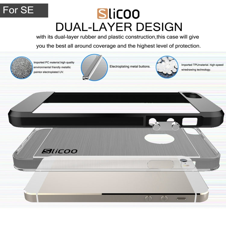 SLiCOO Concise Fashion Separable Brushed Texture Transparent TPU + Electroplating PC Combination Case for iPhone 5 & 5s & SE