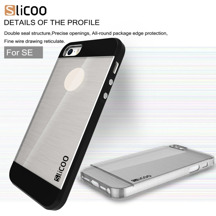 SLiCOO Concise Fashion Separable Brushed Texture Transparent TPU + Electroplating PC Combination Case for iPhone 5 & 5s & SE