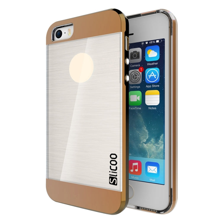 SLiCOO Concise Fashion Separable Brushed Texture Transparent TPU + Electroplating PC Combination Case for iPhone 5 & 5s & SE