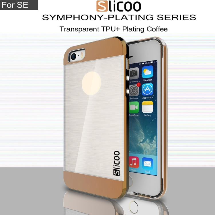 SLiCOO Concise Fashion Separable Brushed Texture Transparent TPU + Electroplating PC Combination Case for iPhone 5 & 5s & SE