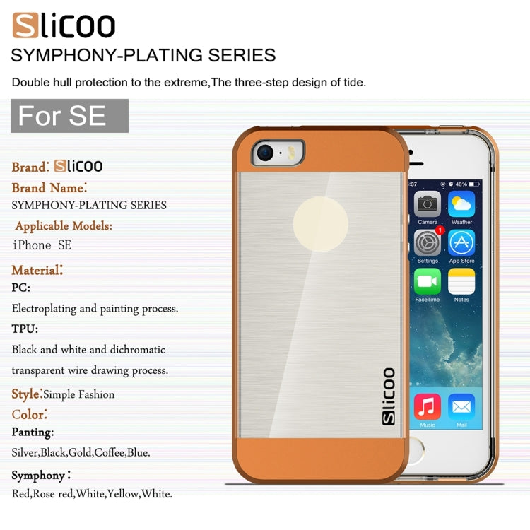SLiCOO Concise Fashion Separable Brushed Texture Transparent TPU + Electroplating PC Combination Case for iPhone 5 & 5s & SE