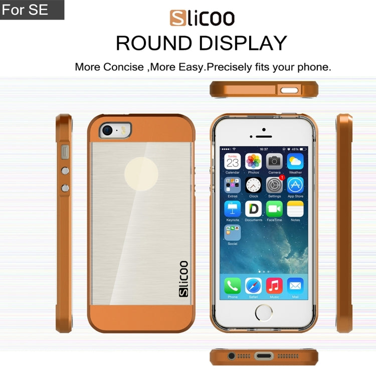 SLiCOO Concise Fashion Separable Brushed Texture Transparent TPU + Electroplating PC Combination Case for iPhone 5 & 5s & SE