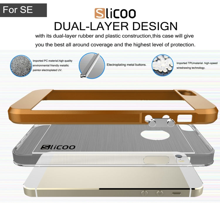 SLiCOO Concise Fashion Separable Brushed Texture Transparent TPU + Electroplating PC Combination Case for iPhone 5 & 5s & SE