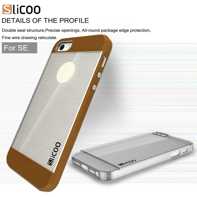 SLiCOO Concise Fashion Separable Brushed Texture Transparent TPU + Electroplating PC Combination Case for iPhone 5 & 5s & SE