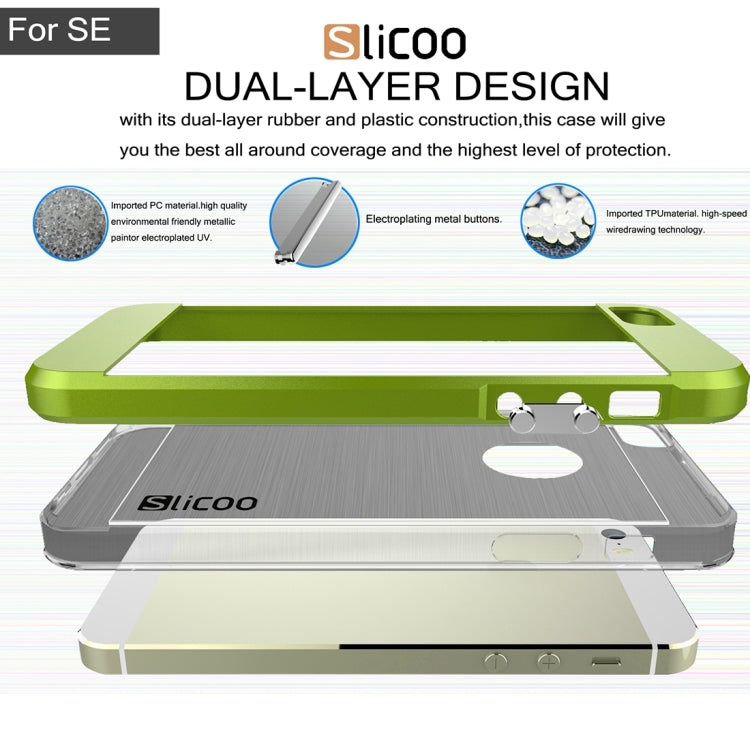 SLiCOO Concise Fashion Separable Brushed Texture Transparent TPU + Electroplating PC Combination Case for iPhone 5 & 5s & SE