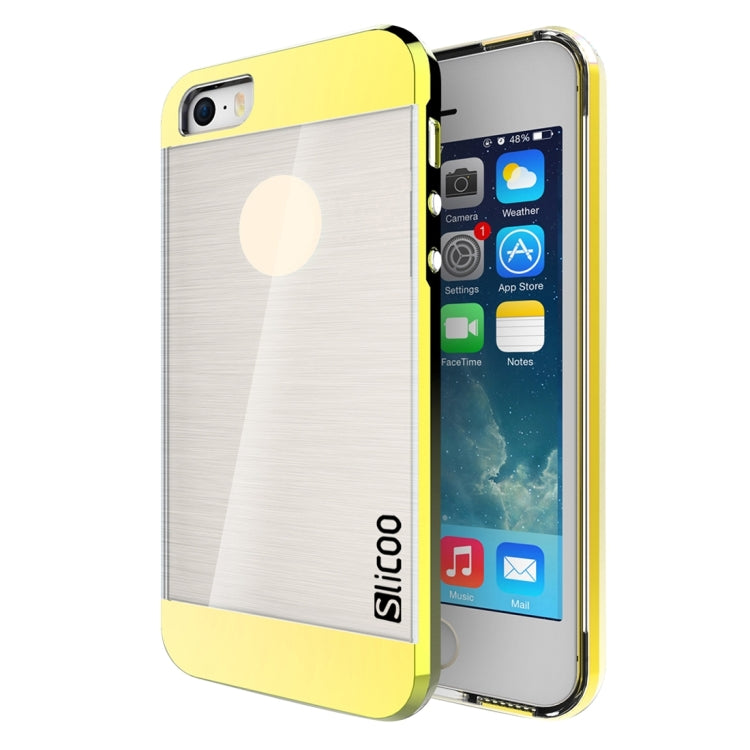 SLiCOO Concise Fashion Separable Brushed Texture Transparent TPU + Electroplating PC Combination Case for iPhone 5 & 5s & SE