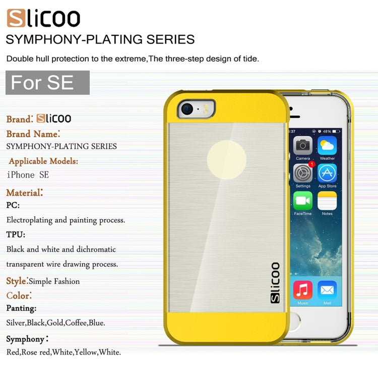 SLiCOO Concise Fashion Separable Brushed Texture Transparent TPU + Electroplating PC Combination Case for iPhone 5 & 5s & SE
