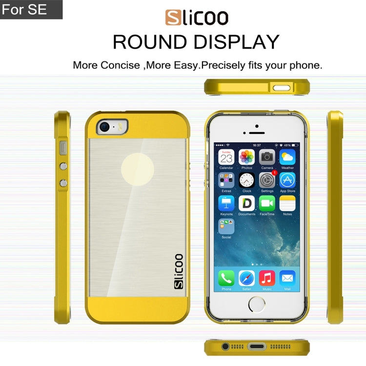 SLiCOO Concise Fashion Separable Brushed Texture Transparent TPU + Electroplating PC Combination Case for iPhone 5 & 5s & SE