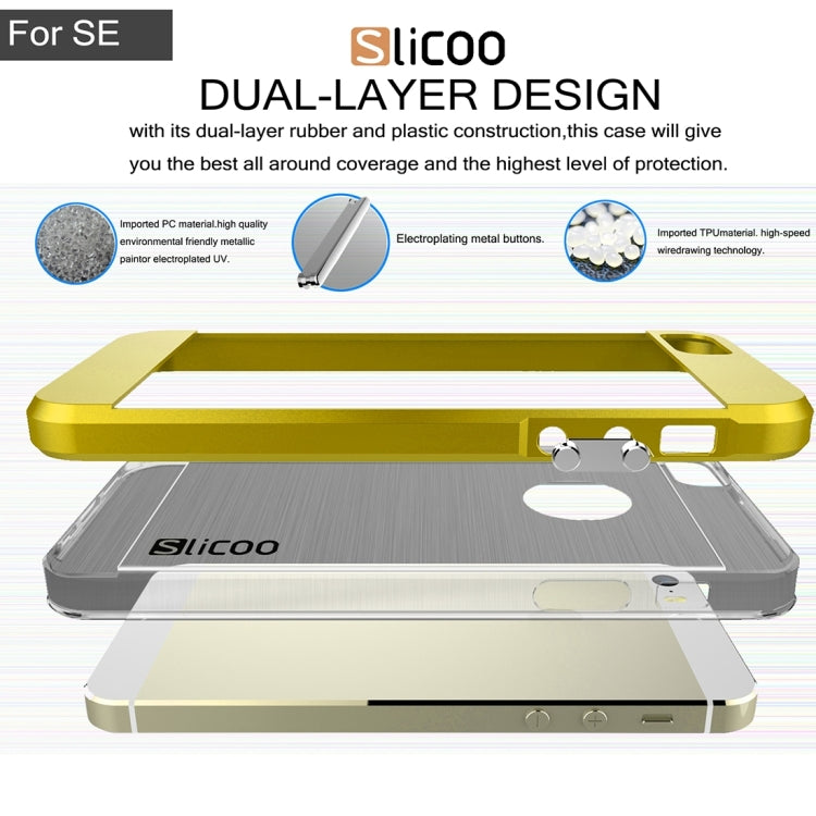 SLiCOO Concise Fashion Separable Brushed Texture Transparent TPU + Electroplating PC Combination Case for iPhone 5 & 5s & SE
