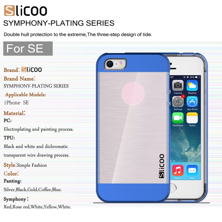 SLiCOO Concise Fashion Separable Brushed Texture Transparent TPU + Electroplating PC Combination Case for iPhone 5 & 5s & SE