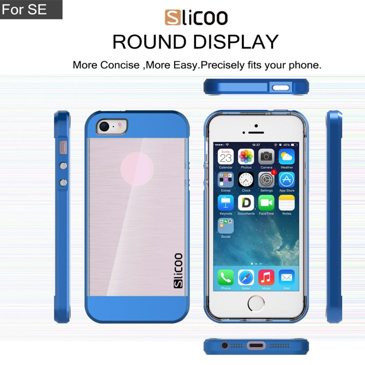SLiCOO Concise Fashion Separable Brushed Texture Transparent TPU + Electroplating PC Combination Case for iPhone 5 & 5s & SE