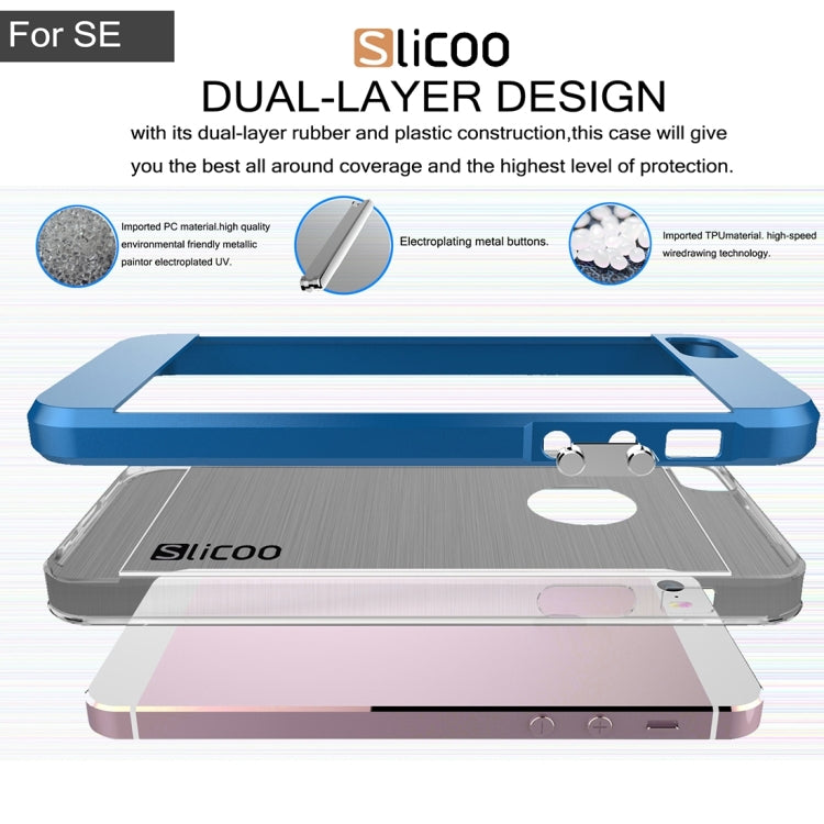 SLiCOO Concise Fashion Separable Brushed Texture Transparent TPU + Electroplating PC Combination Case for iPhone 5 & 5s & SE