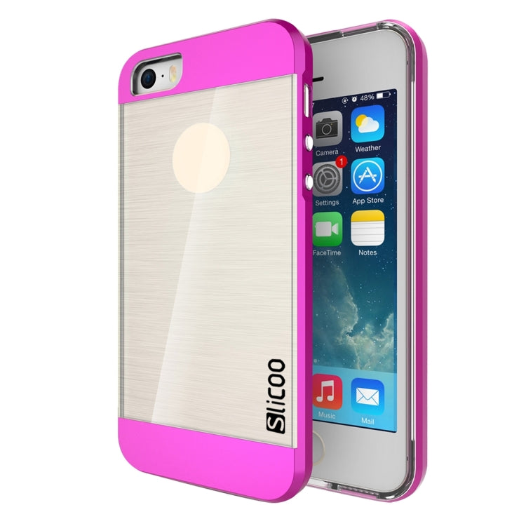 SLiCOO Concise Fashion Separable Brushed Texture Transparent TPU + Electroplating PC Combination Case for iPhone 5 & 5s & SE