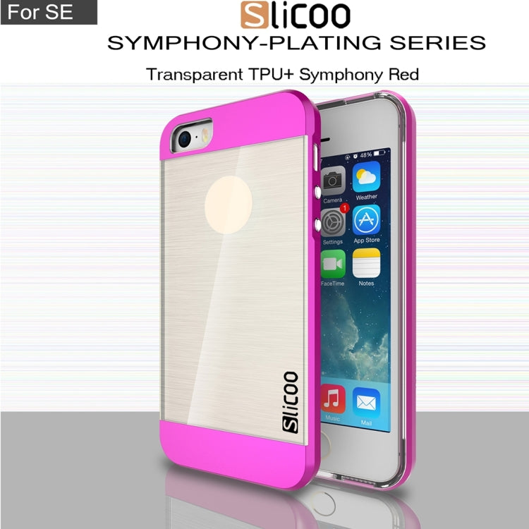 SLiCOO Concise Fashion Separable Brushed Texture Transparent TPU + Electroplating PC Combination Case for iPhone 5 & 5s & SE