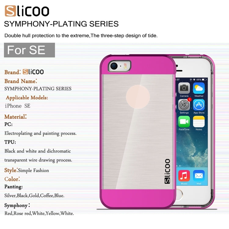 SLiCOO Concise Fashion Separable Brushed Texture Transparent TPU + Electroplating PC Combination Case for iPhone 5 & 5s & SE