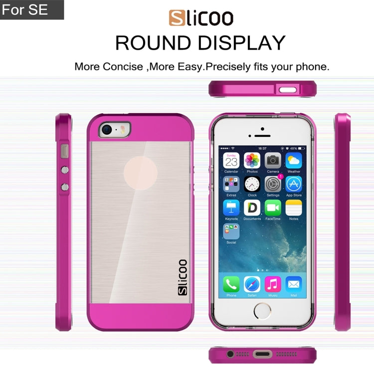 SLiCOO Concise Fashion Separable Brushed Texture Transparent TPU + Electroplating PC Combination Case for iPhone 5 & 5s & SE
