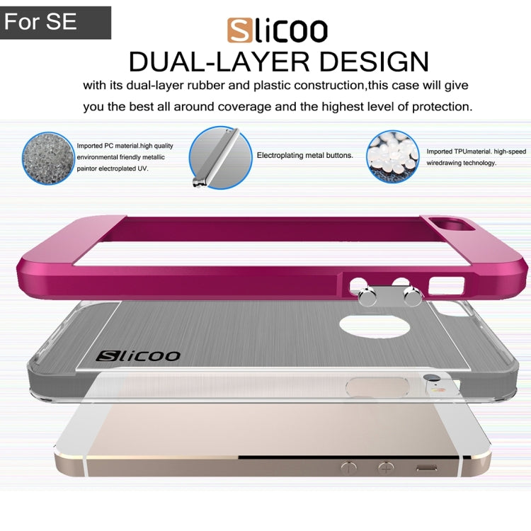 SLiCOO Concise Fashion Separable Brushed Texture Transparent TPU + Electroplating PC Combination Case for iPhone 5 & 5s & SE