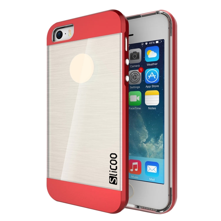 SLiCOO Concise Fashion Separable Brushed Texture Transparent TPU + Electroplating PC Combination Case for iPhone 5 & 5s & SE