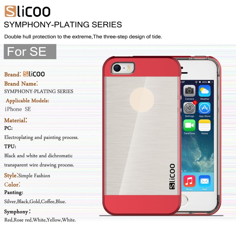 SLiCOO Concise Fashion Separable Brushed Texture Transparent TPU + Electroplating PC Combination Case for iPhone 5 & 5s & SE