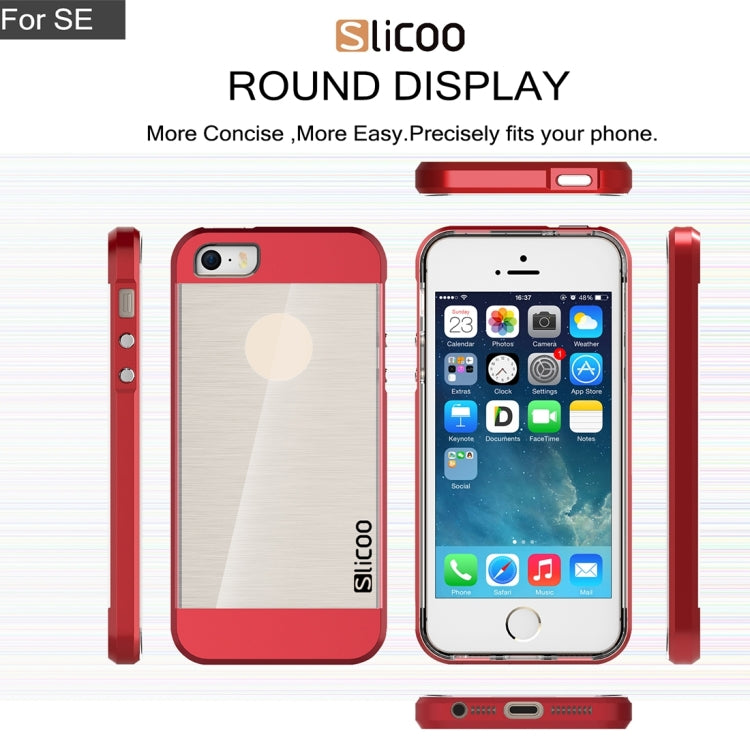 SLiCOO Concise Fashion Separable Brushed Texture Transparent TPU + Electroplating PC Combination Case for iPhone 5 & 5s & SE