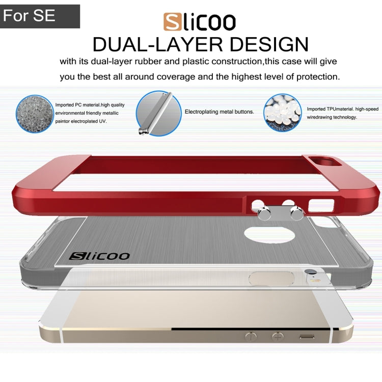 SLiCOO Concise Fashion Separable Brushed Texture Transparent TPU + Electroplating PC Combination Case for iPhone 5 & 5s & SE