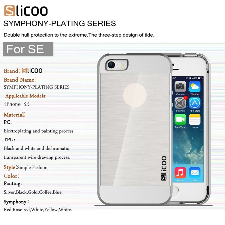 SLiCOO Concise Fashion Separable Brushed Texture Transparent TPU + Electroplating PC Combination Case for iPhone 5 & 5s & SE