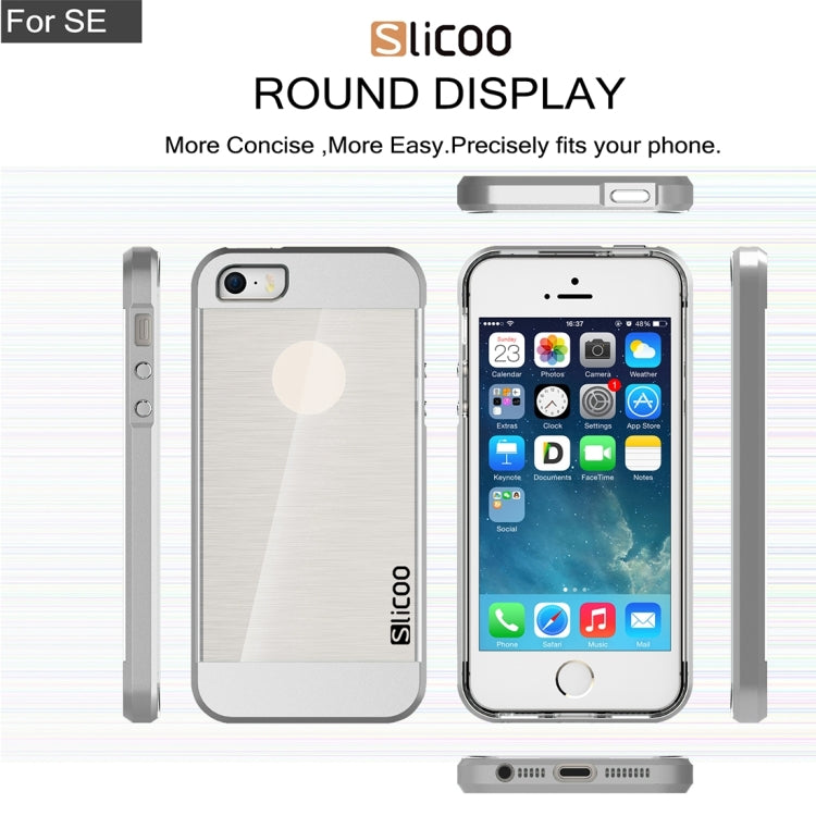SLiCOO Concise Fashion Separable Brushed Texture Transparent TPU + Electroplating PC Combination Case for iPhone 5 & 5s & SE