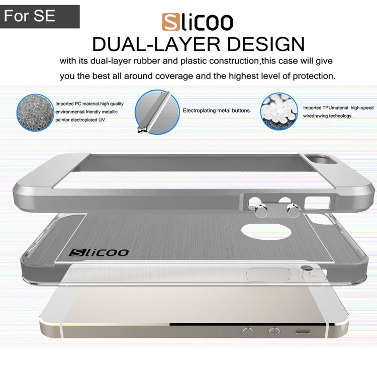 SLiCOO Concise Fashion Separable Brushed Texture Transparent TPU + Electroplating PC Combination Case for iPhone 5 & 5s & SE