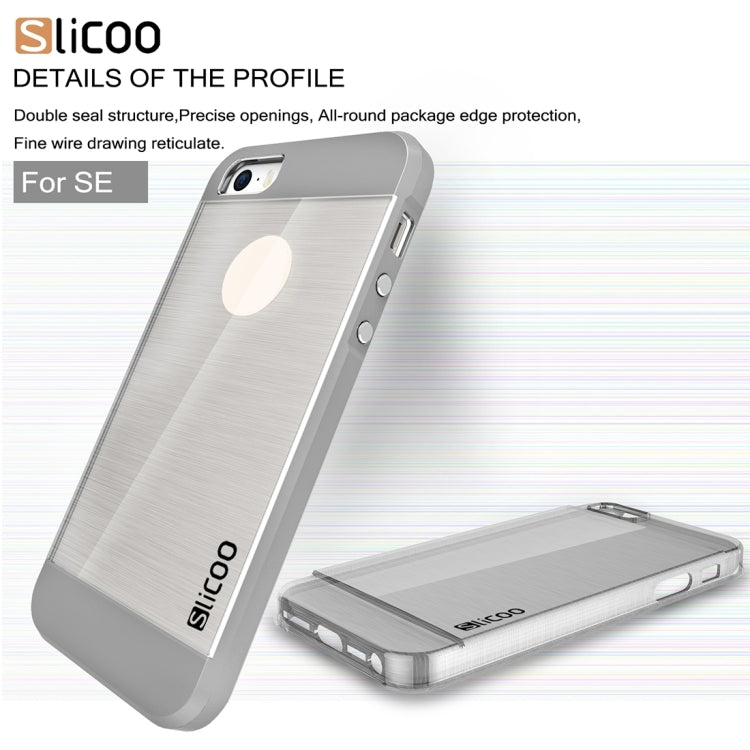 SLiCOO Concise Fashion Separable Brushed Texture Transparent TPU + Electroplating PC Combination Case for iPhone 5 & 5s & SE