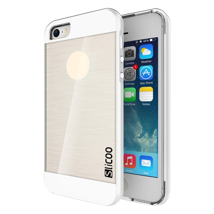 SLiCOO Concise Fashion Separable Brushed Texture Transparent TPU + Electroplating PC Combination Case for iPhone 5 & 5s & SE