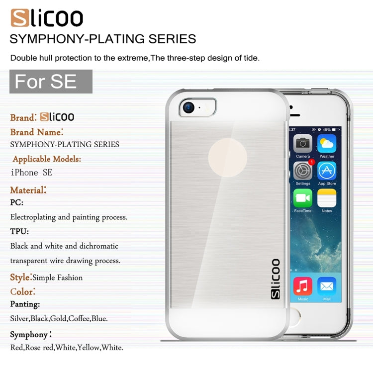 SLiCOO Concise Fashion Separable Brushed Texture Transparent TPU + Electroplating PC Combination Case for iPhone 5 & 5s & SE