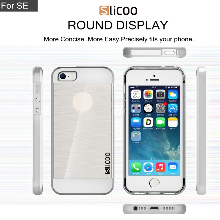 SLiCOO Concise Fashion Separable Brushed Texture Transparent TPU + Electroplating PC Combination Case for iPhone 5 & 5s & SE