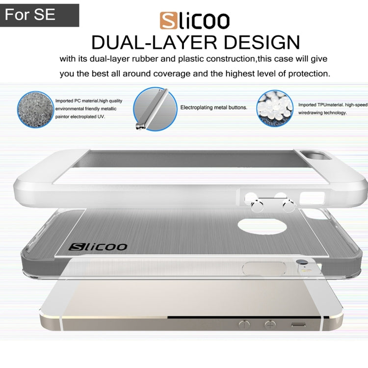 SLiCOO Concise Fashion Separable Brushed Texture Transparent TPU + Electroplating PC Combination Case for iPhone 5 & 5s & SE